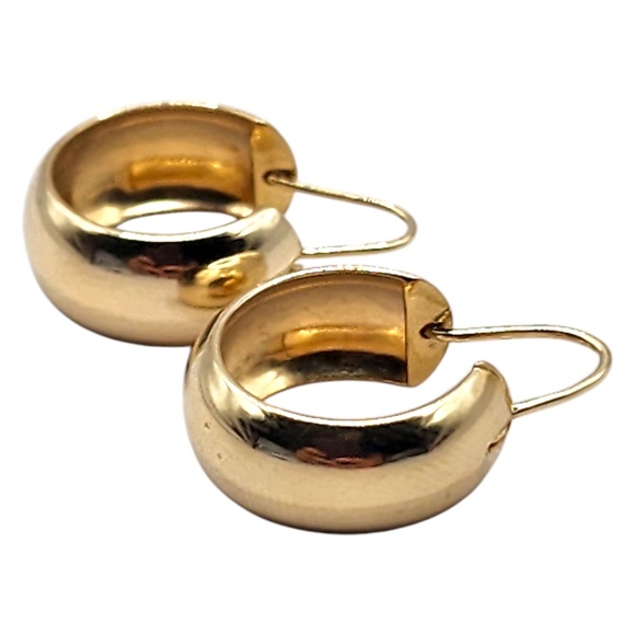 14 Karat Yellow Gold Wide Hoop Earrings #20448 - Picture 3 of 7